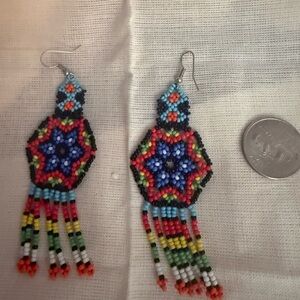 Native American Colorful Beaded Star Earrings